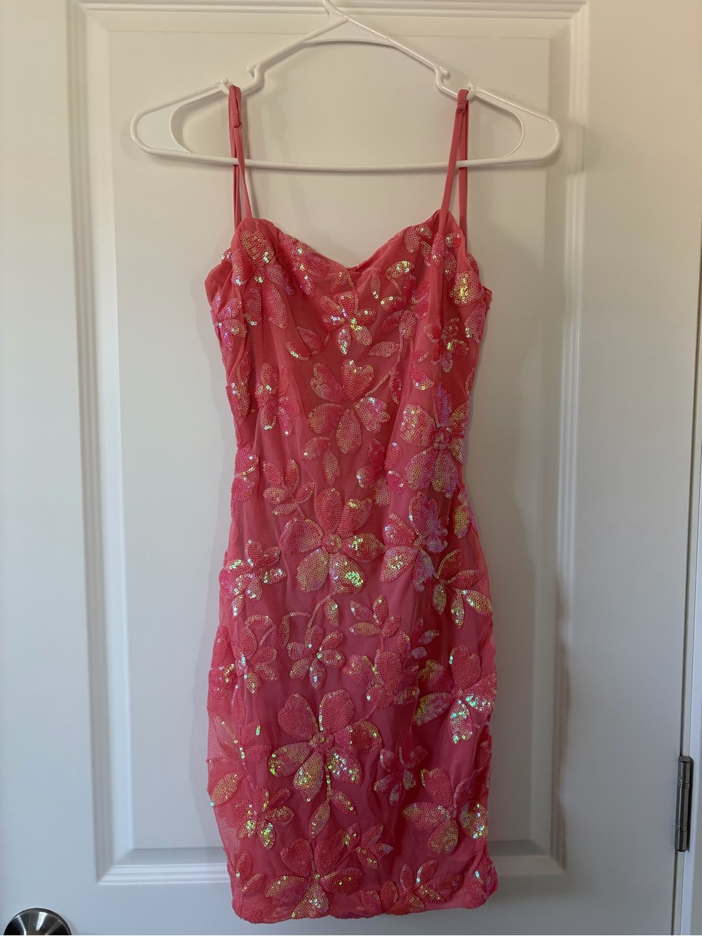 Windsor Pink Sequin Floral Mini Dress